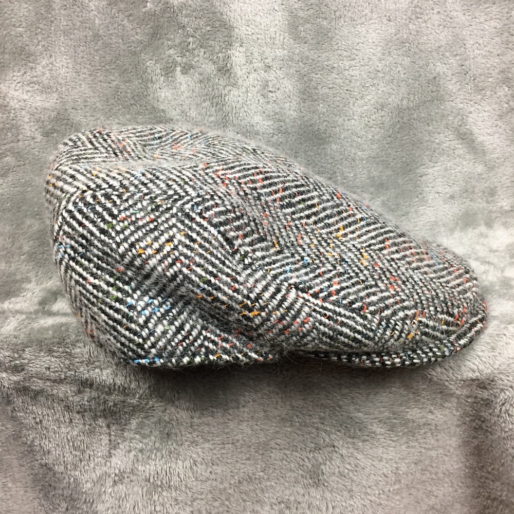 Nathaniel‎ Cole Crown Cap Cabbie Hat Mens Large Wool Herringbone Tweed Newsboy